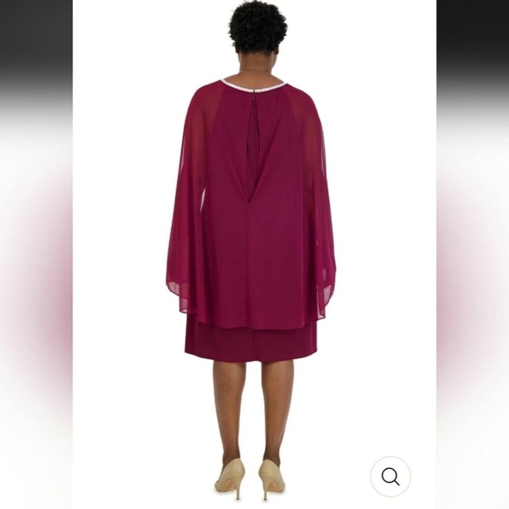 R&M Richards Chiffon Dress • Style 2496 • Size 6 • Berry Rhinestone Neck Capelet - Picture 12 of 12